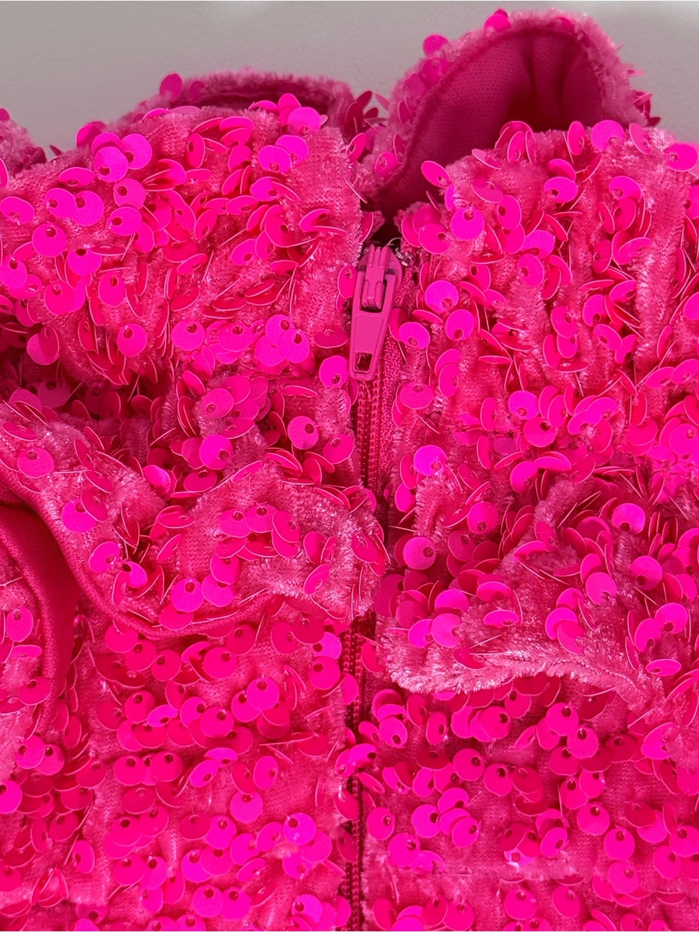 Strapless Sequin Ruffle Mini Dress Homecoming - Hot Pink - Picture 5 of 9